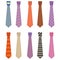 Men accessories ties, set colored neckties icons