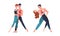 Men amd women professional dancers performing choreographic elements in studio cartoon vector illustration