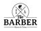 men barbershop hairstylist banner logo badge vector design