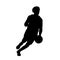 Men Basketball player silhouette dribbling the ball with tilt body left side illustration on isolated background