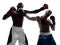 Men boxers boxing isolated silhouette