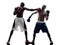 Men boxers boxing isolated silhouette