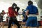 Men boxing at the gym