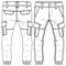 Men Boys Cargo Pocket Pant fashion flat sketch template. Technical Fashion Illustration. Woven CAD. Cut and sew detail with Back P