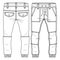 Men Boys Pant fashion flat sketch template. Technical Fashion Illustration. Woven CAD