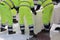 Men of civil protection with high visibility clothing during an