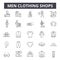 Men clothing shops line icons, signs, vector set, linear concept, outline illustration