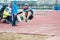 Men compete in long jump, Orenburg, Russia