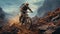 Men cycling in nature, mountain biking, extreme sports adventure generated by AI