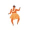 Men dancing Hula hawaiian dance illustration