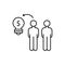 Men dollar idea customer icon. Element of overpopulation thin line icon