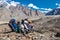 Men enjoying view in Kyrgyzstan