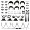 Men face parts. Eyes, noses, mustaches, glasses, hats, lips, hairstyle, ties and beards. Vector set