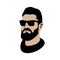 Men head face hipster vector illustration black silhouette