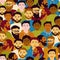 Men heads seamless pattern. Group men different colored nationalities and appearances.