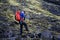 Men Hiking glacier Hvannadalshnukur summit in Iceland mountain volcano landscape Vatnajokull park