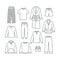 Men home clothes simple flat line vector icons