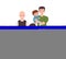 Men of a large family of three generations, flat vector illustration isolated.