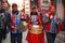 Men playing drum gong Chinese folk entertainment