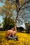 Men playing guitar under Trunk Golden Tree