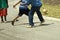 Men Playing Street Soccer