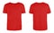 Men red blank T-shirt template,from two sides, natural shape on invisible mannequin, for your design mockup for print, isolated on