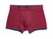 Men red boxers cutout. Male tight underwear of cotton with elastane isolated on a white background. New boxer briefs of burgundy