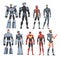 Men in Robot Costumes Set, Cyborgs or Superheroes Characters, Carnival Party or Masquerade Concept Cartoon Style Vector