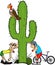 Men runner biker tired beside cactus