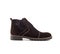 Men`s ankle brown nubuck boot with nubuck leather isolated on white background, closed up