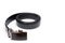 Men\\\'s black leather trouser belt with metal clasp