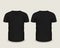 Men\'s black V-neck t-shirt short sleeve in front and back views. Vector template. Fully editable handmade mesh