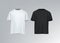 Men's black and white short sleeve t-shirt mockup. Front view. Vector template