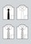 Men`s blank folded shirts with ties set. Black and white sketch.