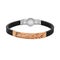 Men`s bracelet made of steel and pink gold with carbon and rubber