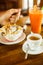 Men\'s breakfast with coffee and muesli