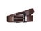 Men`s brown leather belt with dark matted metal buckle on white