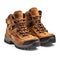 Men`s brown leather work boots isolated on a white background. Generative AI