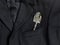 Men`s dark jacket in small stripes collar pocket sleeve in the pocket silver shovel shines