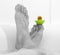 Men`s feet in a bathtub, selective focus on toes