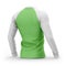 Men`s green t shirt with long white raglan sleeves.