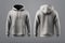 Men\\\'s grey hoodie template, natural shape, front and back view, isolated