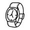 Men`s hand classic wrist watch icon. Isolated wristwatch black illustration