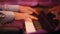 Men`s hands play the keys, a performance in a jazz bar