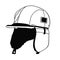 Men's hat with earflaps black line white background