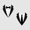 Men`s jackets. Tuxedo. Weddind suits with bow tie and necktie. Vector icon.