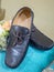 Men\'s Leather Loafer on Velvet Cushion as Wedding Gift