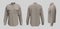 Men`s longsleeves military shirt mockup in front, side and back views