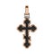 Men`s pendant cross in rose gold and silver with carbon fiber