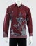Men\'s red maroon batik shirt with long sleeves, looks dashing and neat